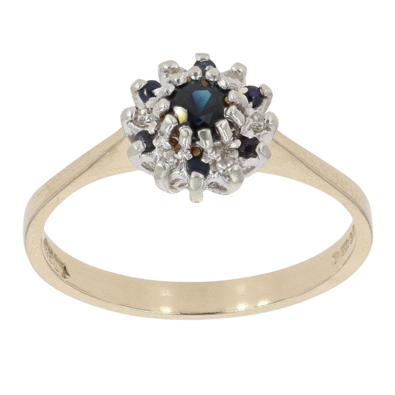 9ct Yellow Gold 0.02ct Diamond and Sapphire Ring