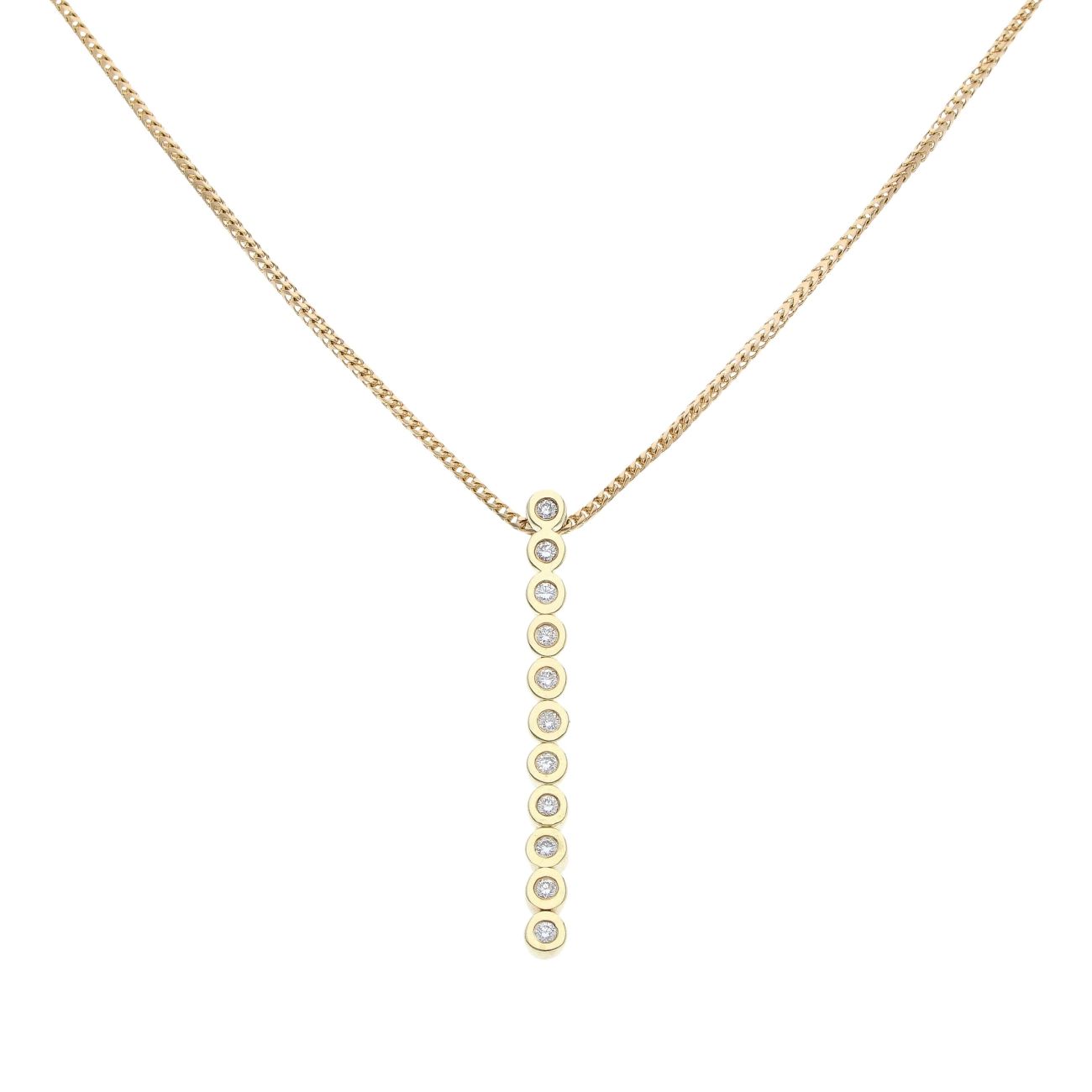 14ct Yellow Gold 0.20ct Diamond Drop Pendant and Chain 18"