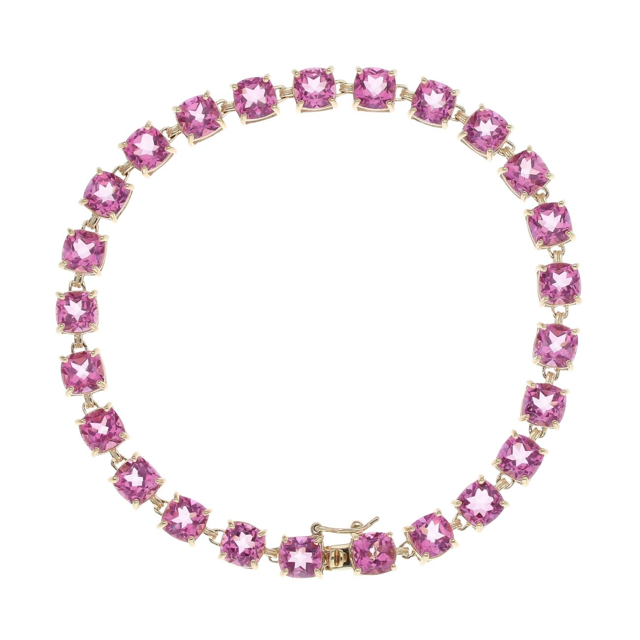 9ct Yellow Gold Pink Topaz Bracelet 7.5"