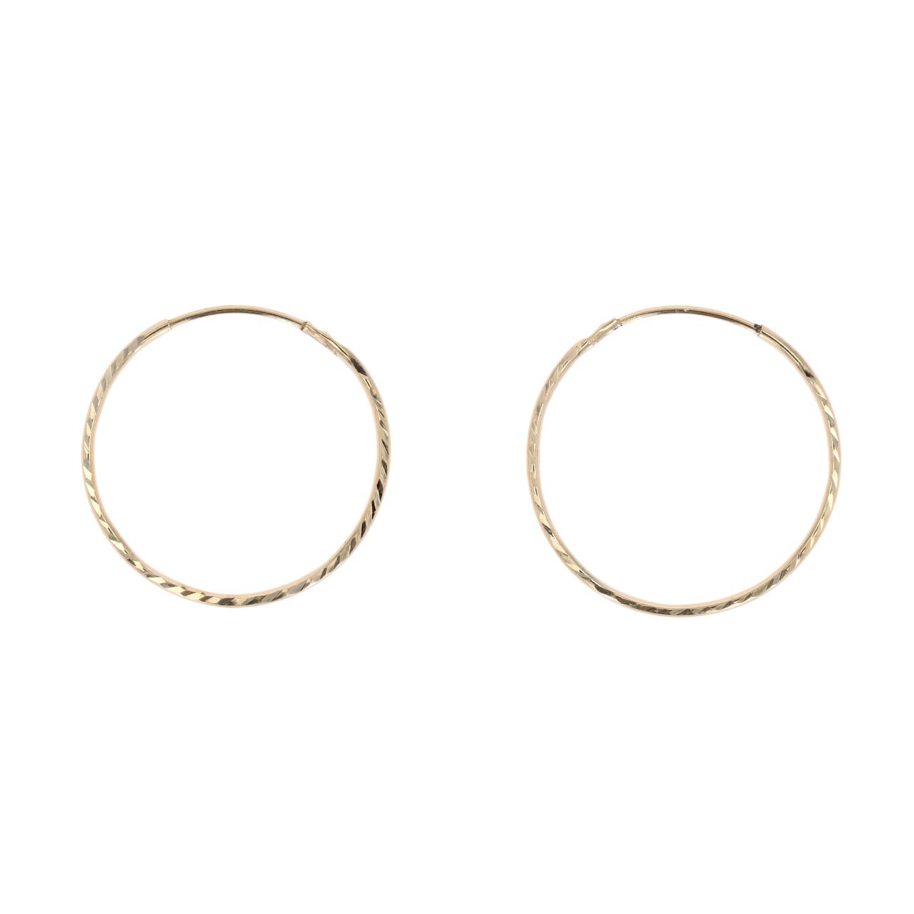 9ct Yellow Gold Diamond Cut Hoop Earrings