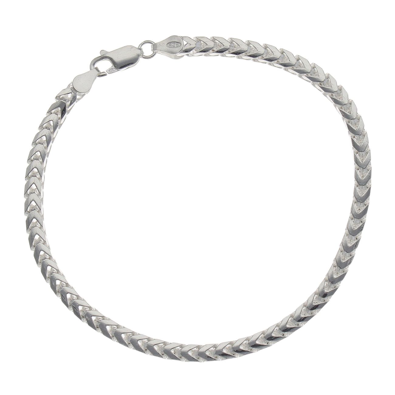 Silver Oval Franco Bracelet 8.5" By Icesia Gents