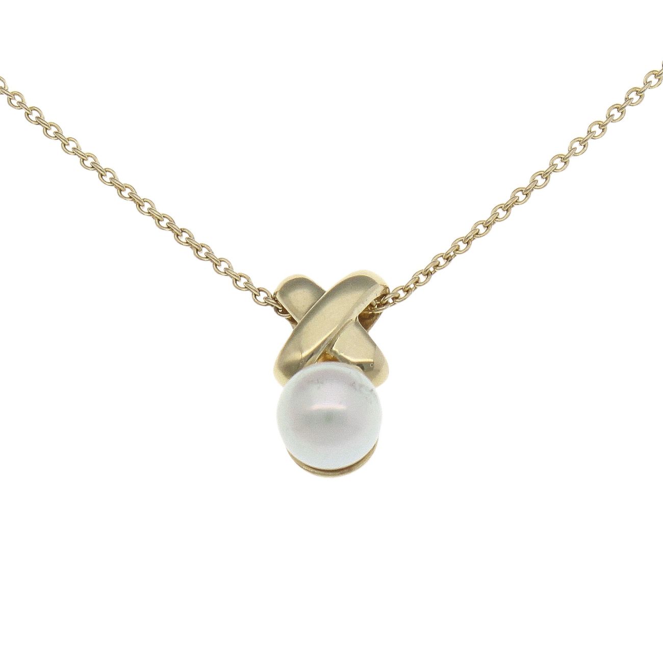 18ct Yellow Gold Pearl Pendant and Belcher Chain 16"