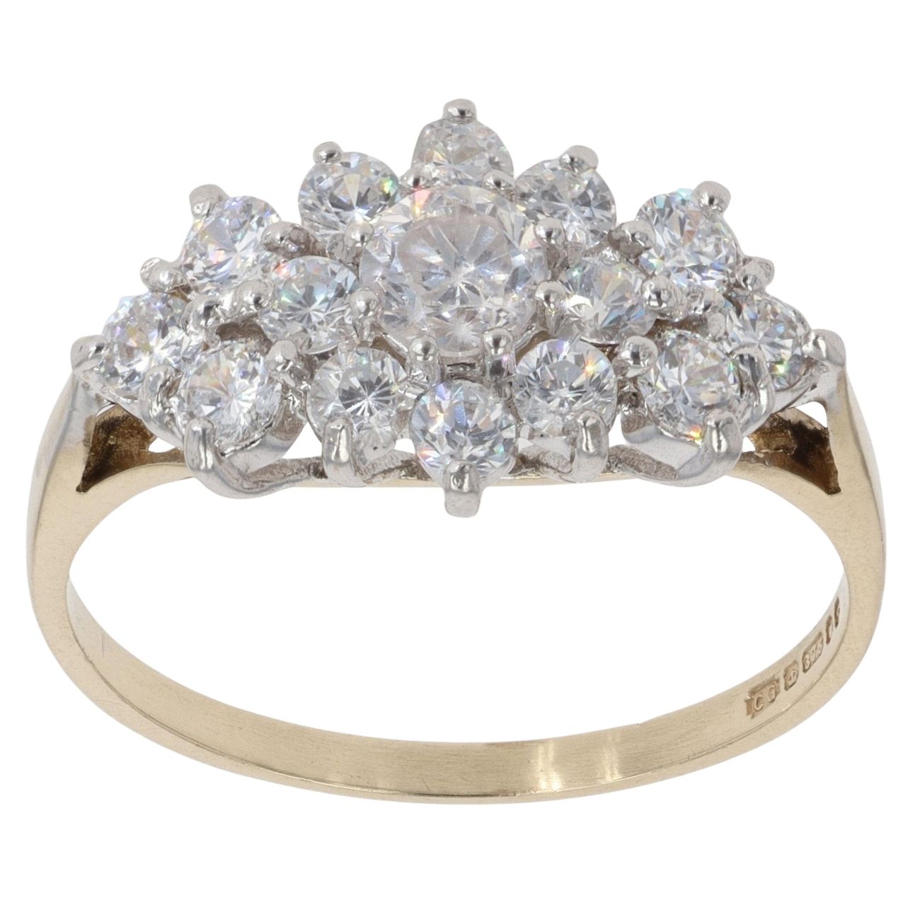 9ct Yellow Gold Cubic Zirconia Cluster Ring