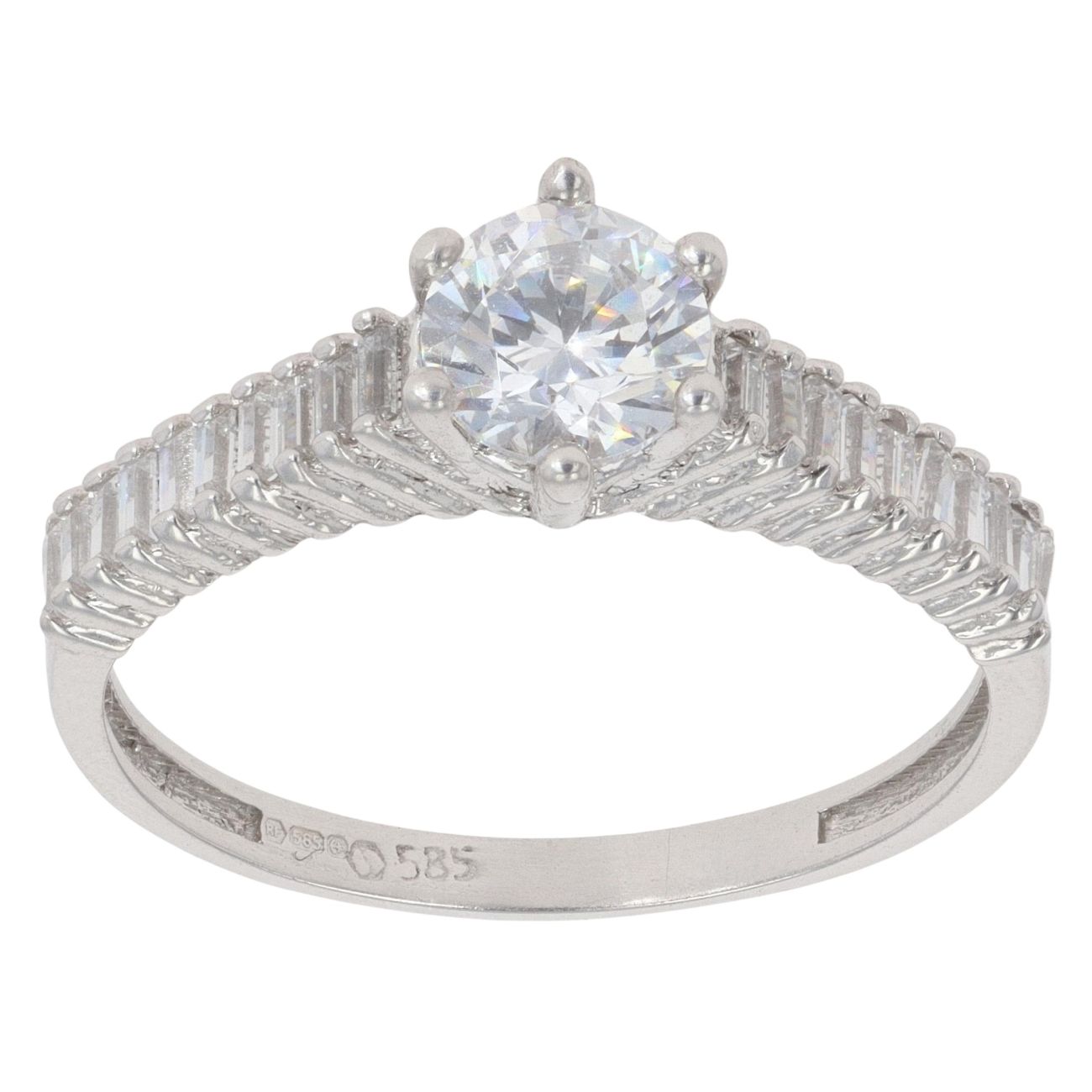 14ct White Gold Cubic Zirconia Solitaire Ring