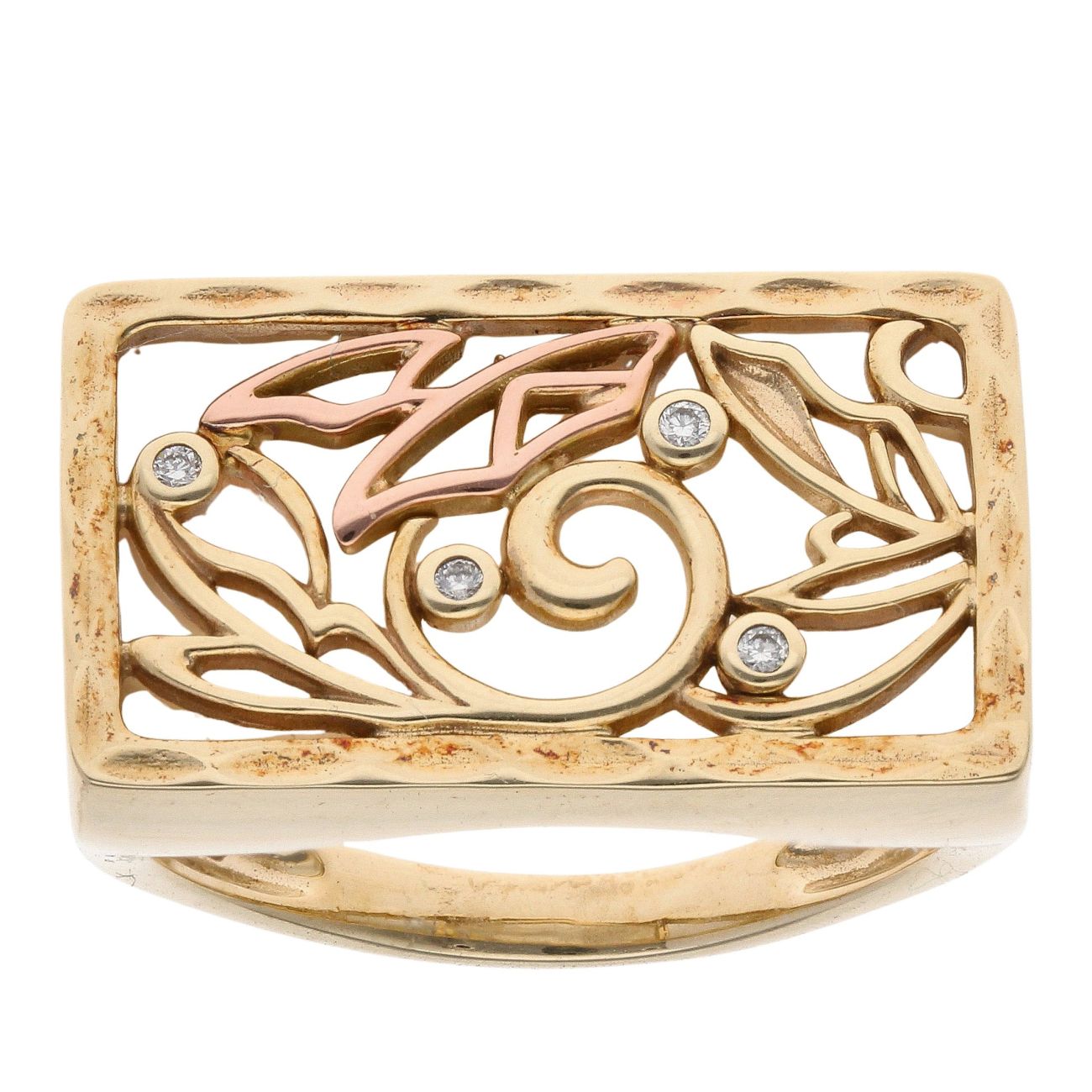 9ct Yellow and Rose Gold 0.05ct Diamond Clogau Tylwyth Mother Of Pearl Ring