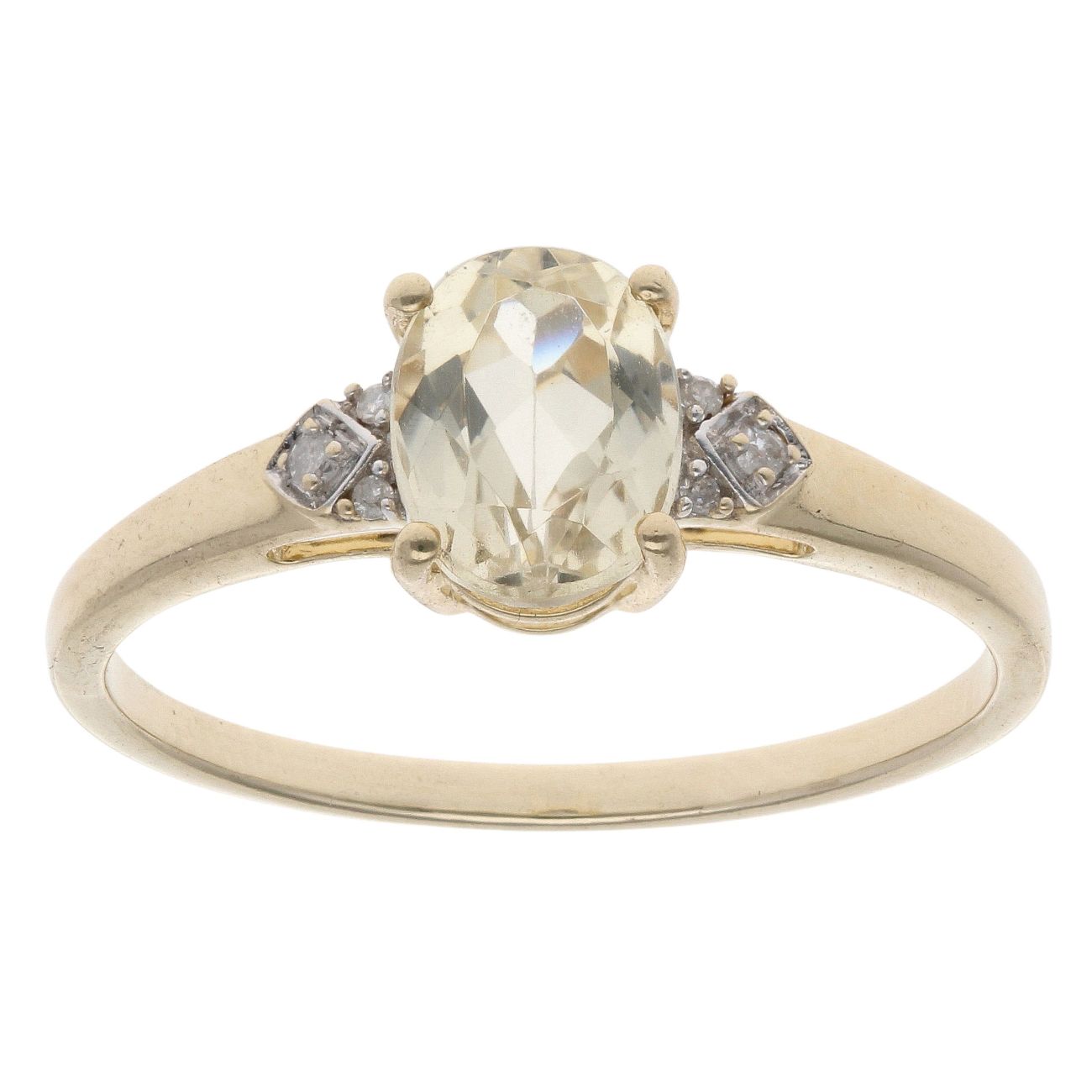 9ct Yellow Gold 0.05ct Diamond And Spodumene Solitaire Ring
