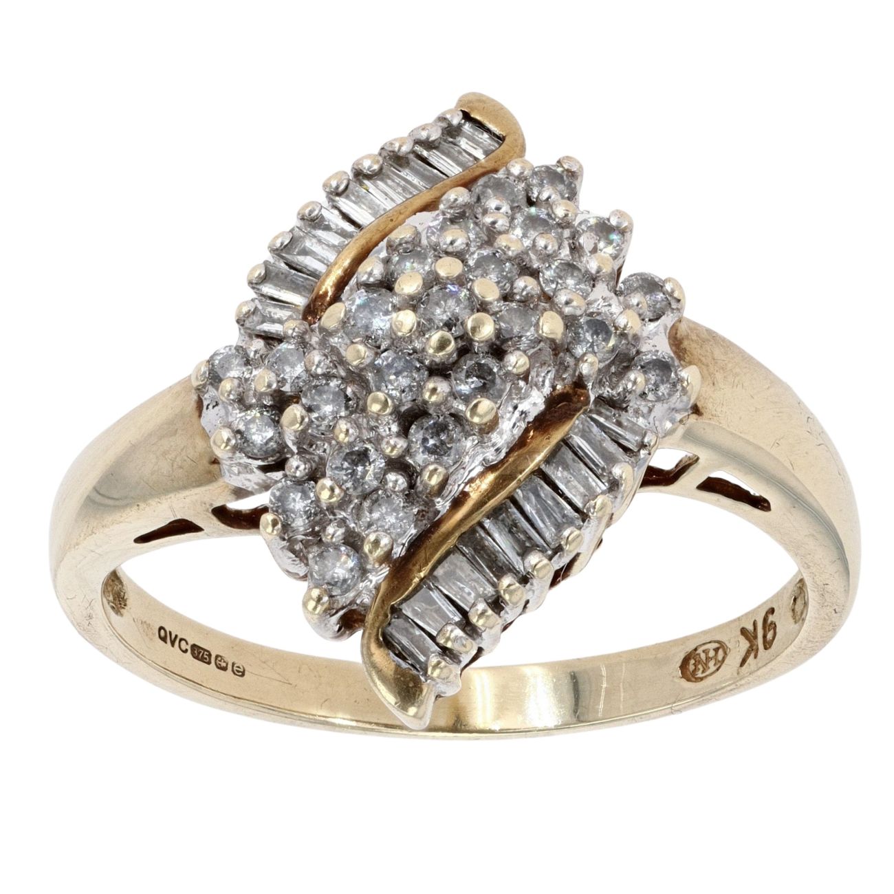 9ct Yellow Gold 0.40ct Diamond Cluster Ring