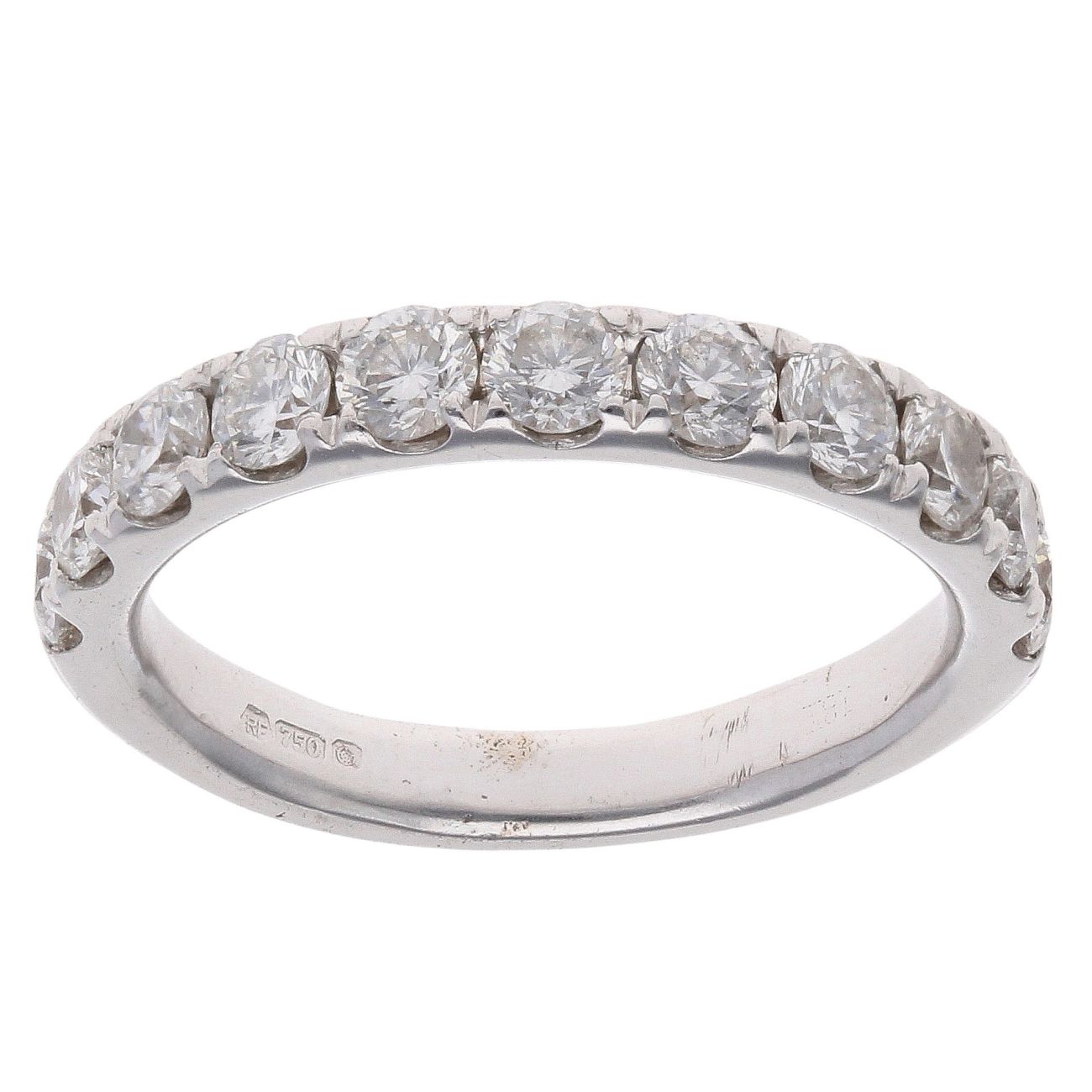 18ct White Gold 0.70ct Brilliant Cut Diamond Half Eternity Ring
