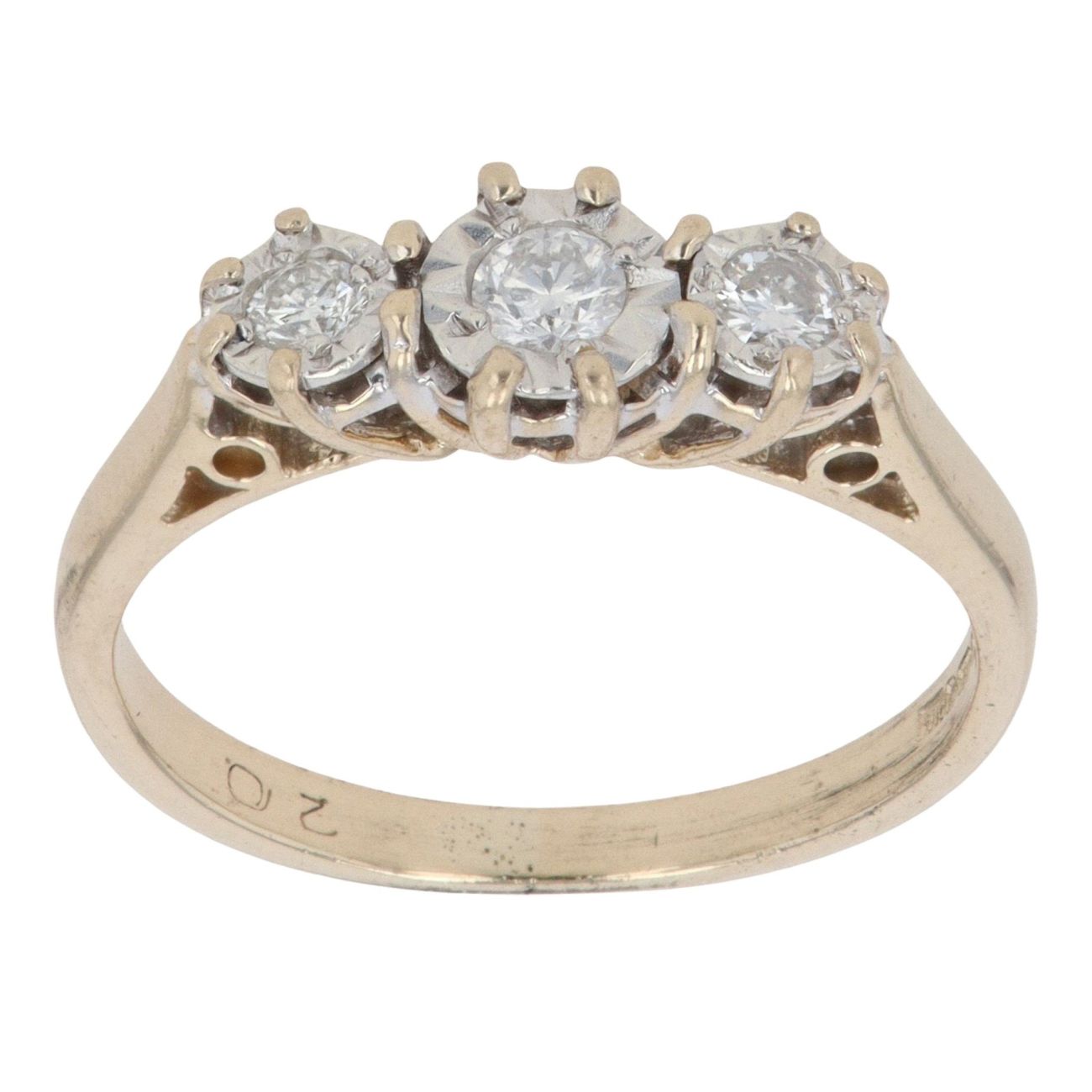 9ct Yellow Gold 0.20ct Diamond Trilogy Ring