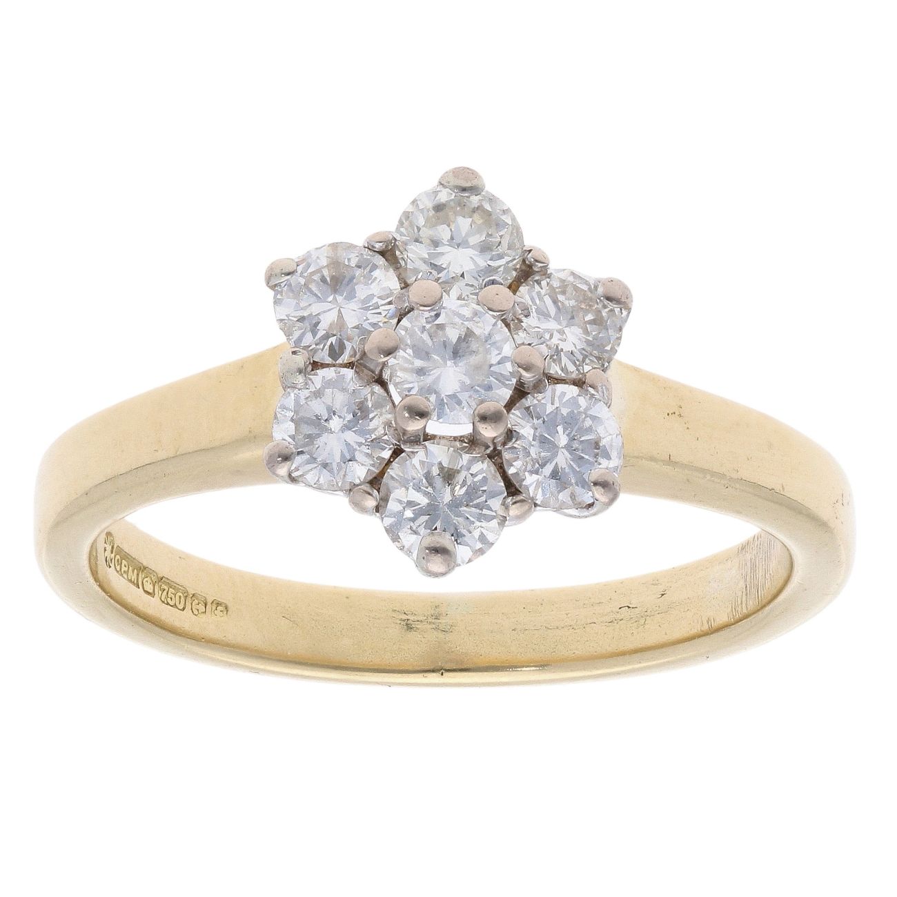18ct Yellow Gold 0.70ct Brilliant Cut Diamond Cluster Ring