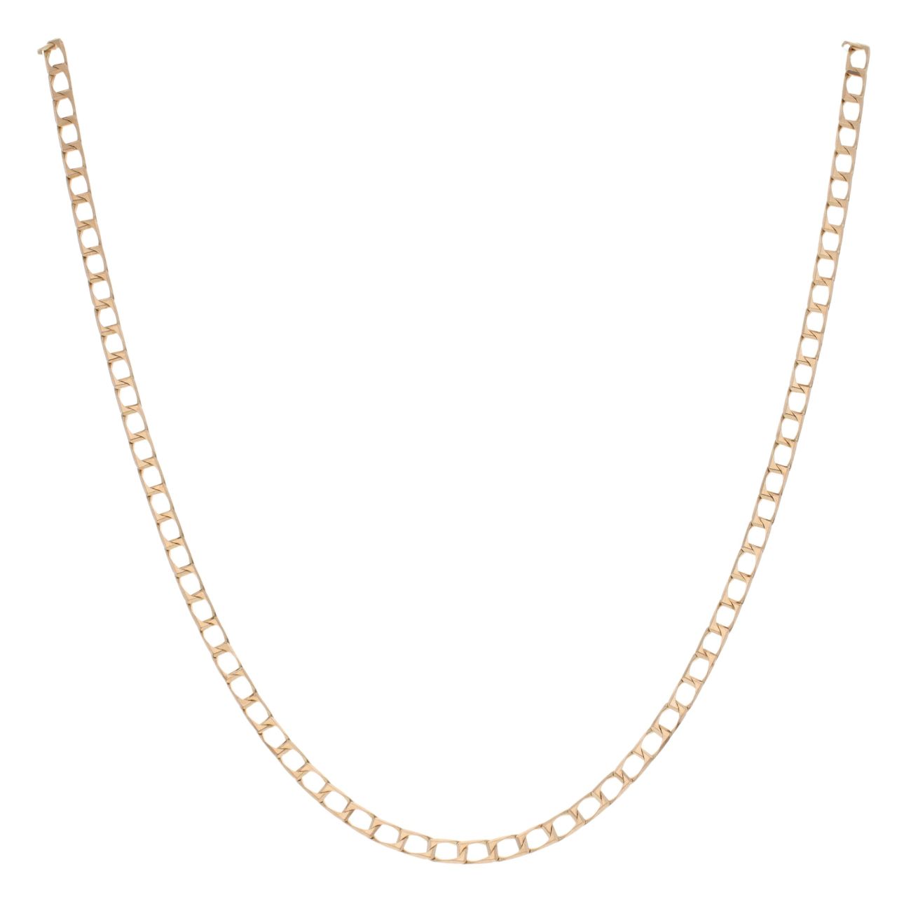 9ct Yellow Gold Square Link Curb Chain 18"