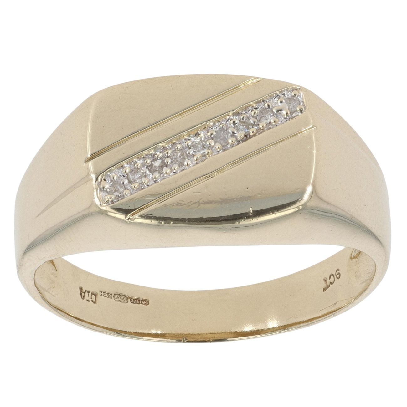 9ct Yellow Gold 0.05ct Diamond Signet Ring
