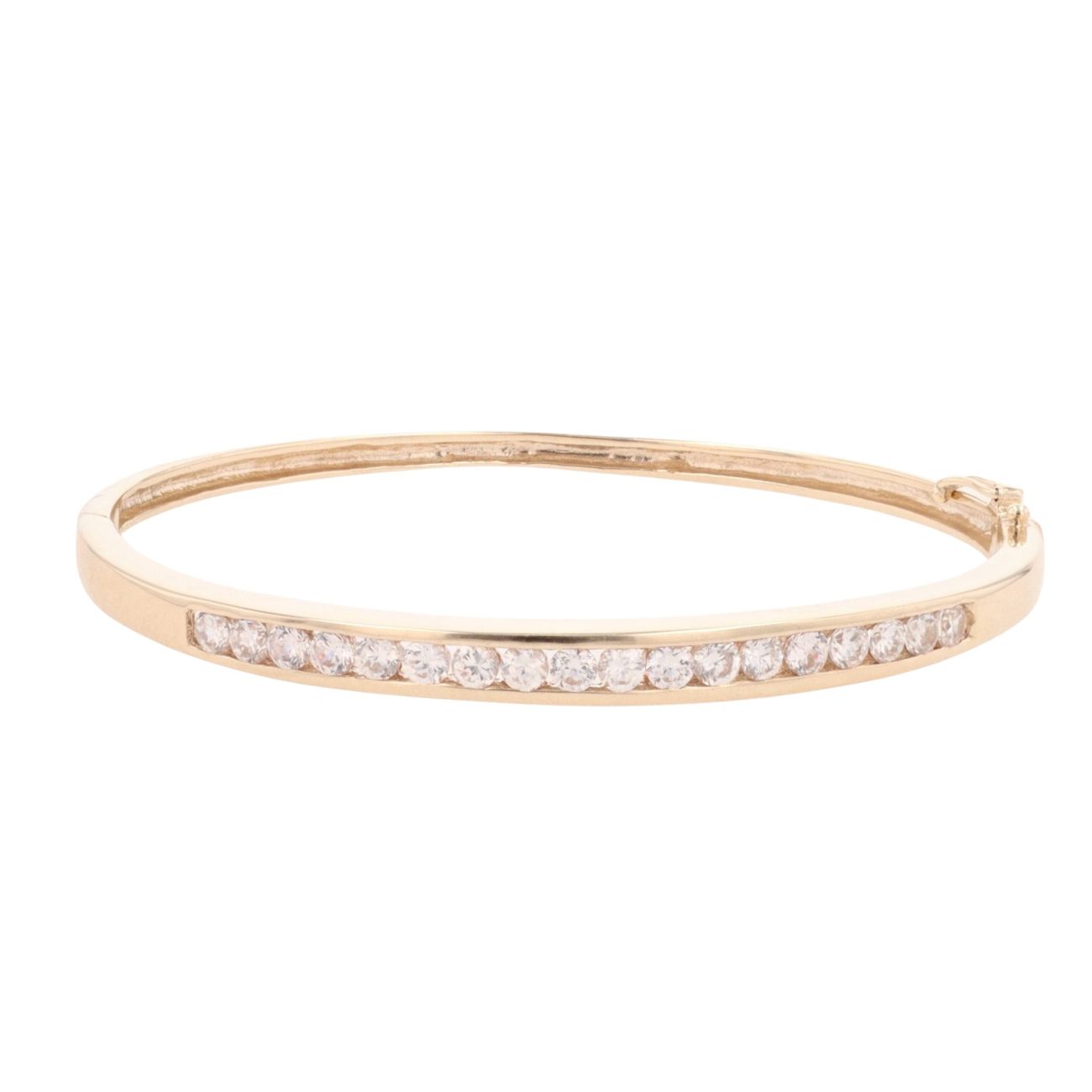 9ct Yellow Gold Cubic Zirconia Hinged Bangle