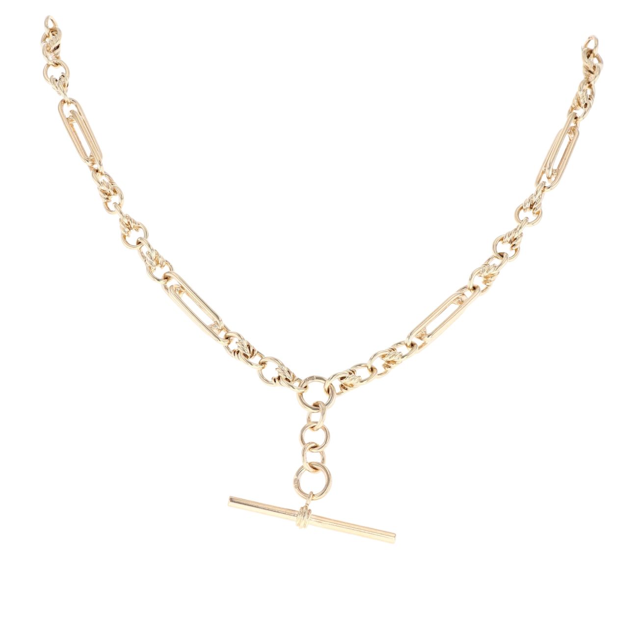 9ct Yellow Gold Albert T-Bar Fancy Chain 18"