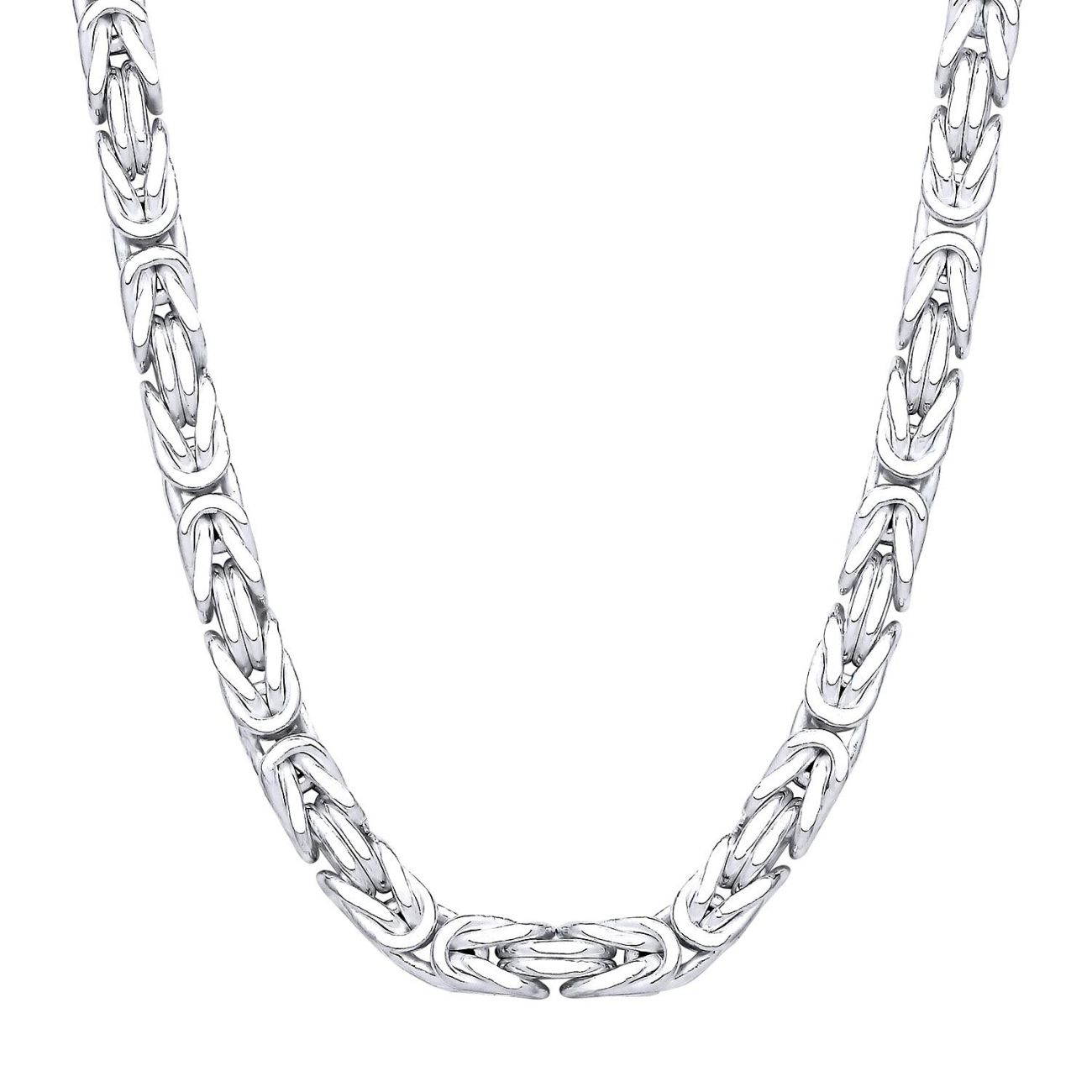 Sterling Silver 5mm Heavy Solid Byzantine Chain Necklace