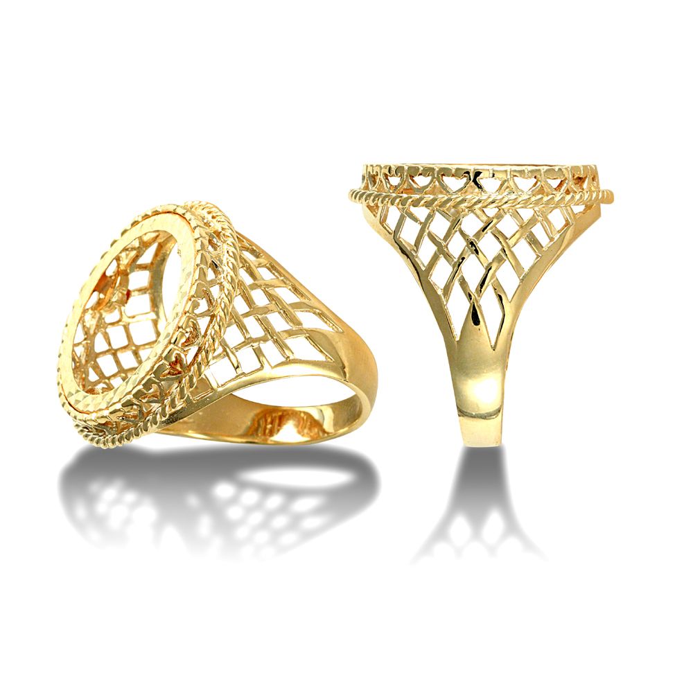 9ct Yellow Gold Half Sovereign Rope/Basket Ring Mount