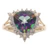 9ct Yellow Gold 0.03ct Diamond And Mystic Topaz Cluster Ring