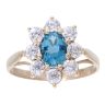 9ct Yellow Gold Blue Topaz And Cubic Zirconia Ring