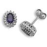 9 Carat White Gold 25pts Diamond & Amethyst Stud Earrings