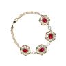 14ct Yellow Gold Red Gemstone Floral Bracelet 7.5"