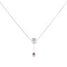 18ct White Gold 0.05ct Brilliant Cut Diamond And Ruby Cube Drop Pendant And Chain 16"