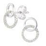 9ct White Gold Diamond Circle Stud Earrings