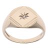 9ct Yellow Gold 0.05ct Diamond Patterned Signet Ring