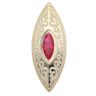 14ct Yellow Gold Red Gemstone Patterned Marquise Ring
