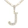 9ct Yellow Gold Cubic Zirconia J Pendant and Chain 24"