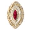 14ct Yellow Gold Marquise Red Gemstone Greek Key Ring