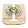 9ct Yellow Gold 0.30ct Diamond and Peridot Signet Ring
