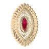 14ct Yellow Gold Marquise Red Gemstone Greek Key Ring