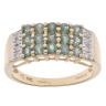 14ct Yellow Gold 0.05ct Diamond And Green Gemstone Three Row Ring