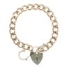 9ct Yellow Gold Heart Lock Charm Bracelet 7"
