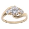 9ct Yellow Gold Cubic Zirconia Three Stone Twist Ring