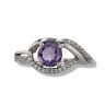 9ct White Gold Amethyst And Cubic Zirconia Swirl Ring