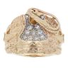 9ct Yellow Gold Cubic Zirconia Patterned Saddle Ring