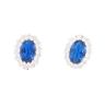 Silver Cubic Zirconia And Blue Gemstone Cluster Stud Earrings by Icesia