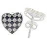 Silver Checkered Heart Stud Earrings by Icesia