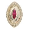 14ct Yellow Gold Red Gemstone Patterned Marquise Ring