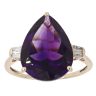 9ct Yellow Gold 0.20ct Diamond and Amethyst Pear Ring