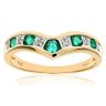 9ct Yellow Gold Emerald and Diamond Wishbone Ring