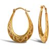 9ct Yellow Gold Oval Diamond Cut Earrings