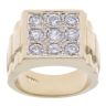 9ct Yellow Gold Patterned Cubic Zirconia Signet Ring