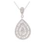 18ct White Gold 1.00ct Diamond Cluster Pear Pendant and Chain 20"