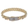 14ct Yellow Gold Monaco Classic Alternate Pave Lock Bangle