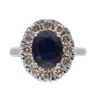9ct White Gold 1.00ct Diamond and Sapphire Cluster Ring