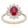 Lab Grown 9ct Yellow Gold 0.75ct Brililant Cut Diamond And Created Ruby Cluster Ring