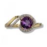 9ct Yellow Gold Amethyst And Cubic Zirconia Swirl Ring