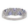 9ct White Gold Tanzanite and 0.15ct Diamond Cluster Ring